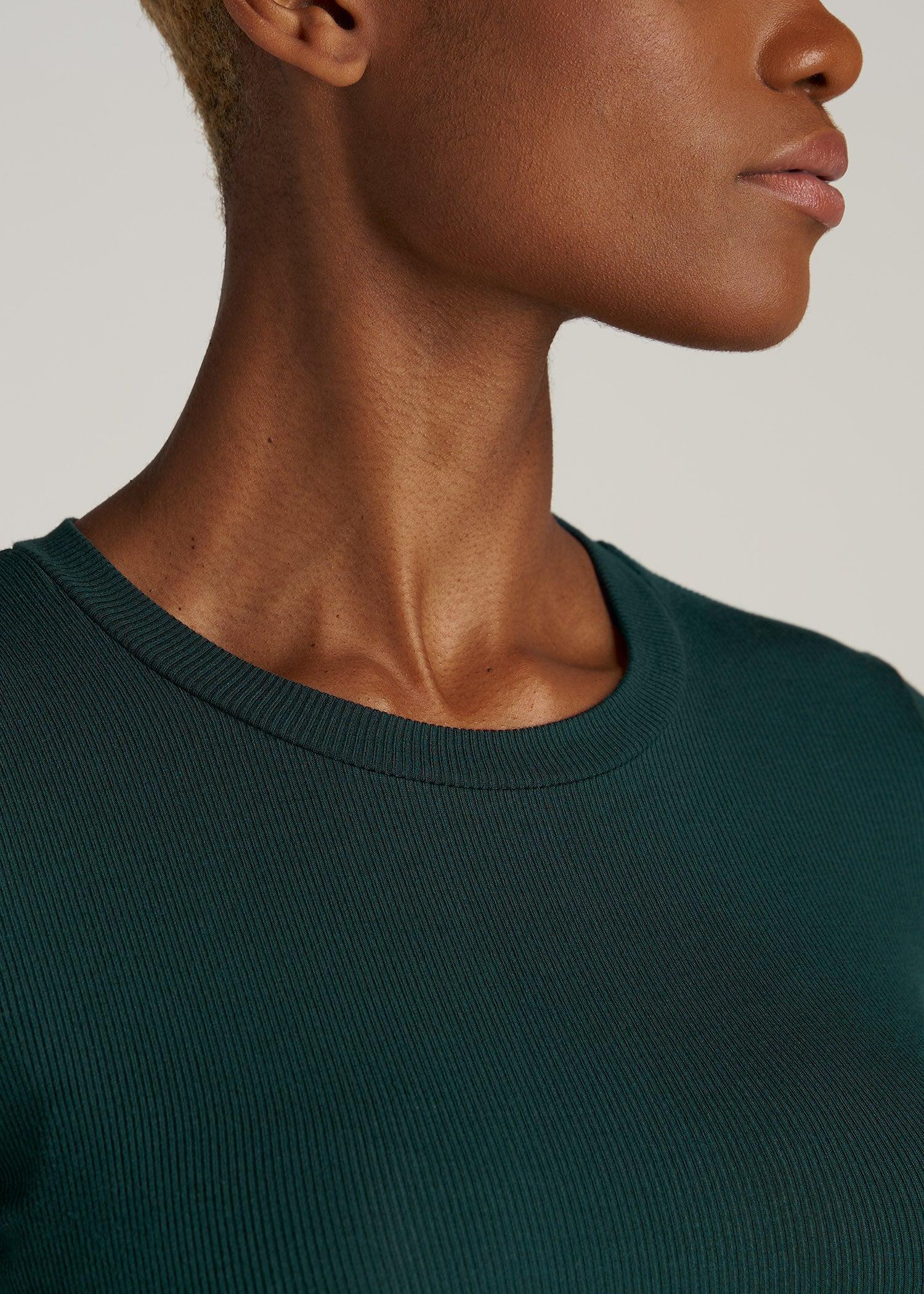 FITTED Ribbed Long Sleeve Tee in Emerald - Tall Women's Shirts product image