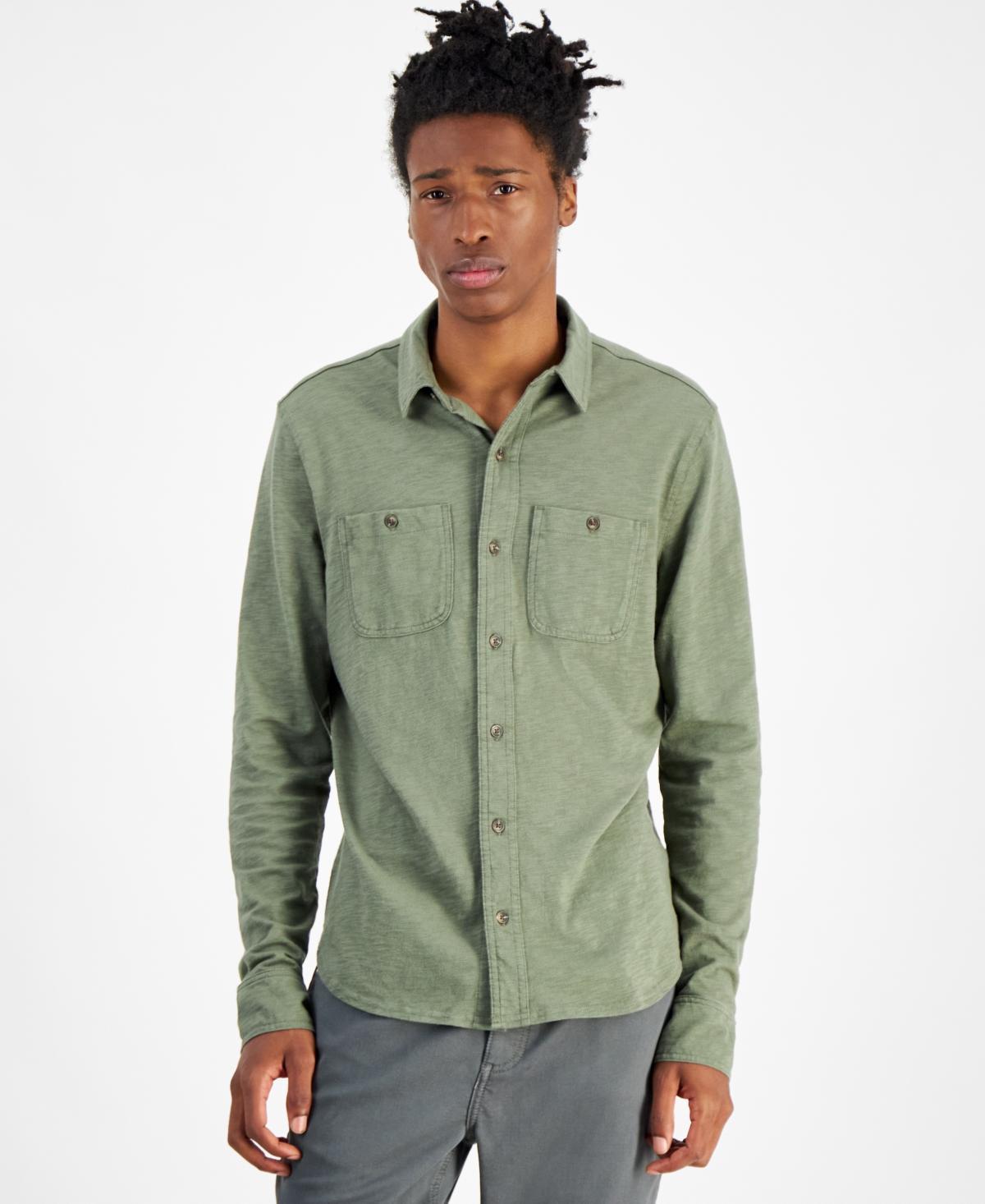 Sun + Stone Mens Regular-Fit Button-Down Knit Shirt, Created for Macys Product Image