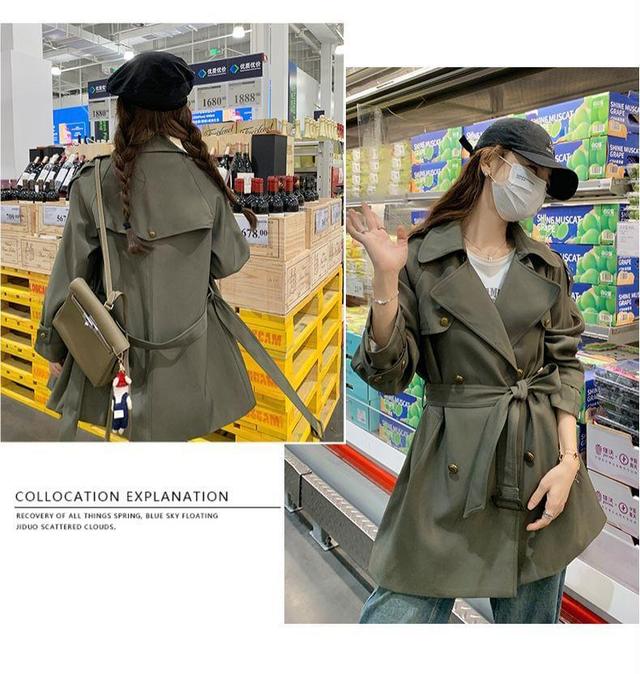 Double Breasted Plain Trench Coat Product Image