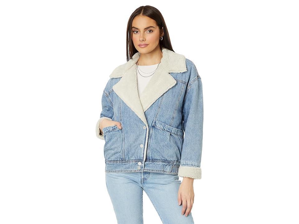 Blank NYC Denim and Sherpa Oversized Jacket in Crash Course (Crash Course) Women's Clothing Product Image