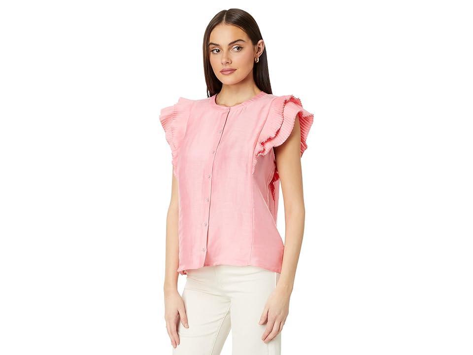 Vineyard Vines Flutter Sleeve Pintuck Top (Cayman) Women's Clothing Product Image