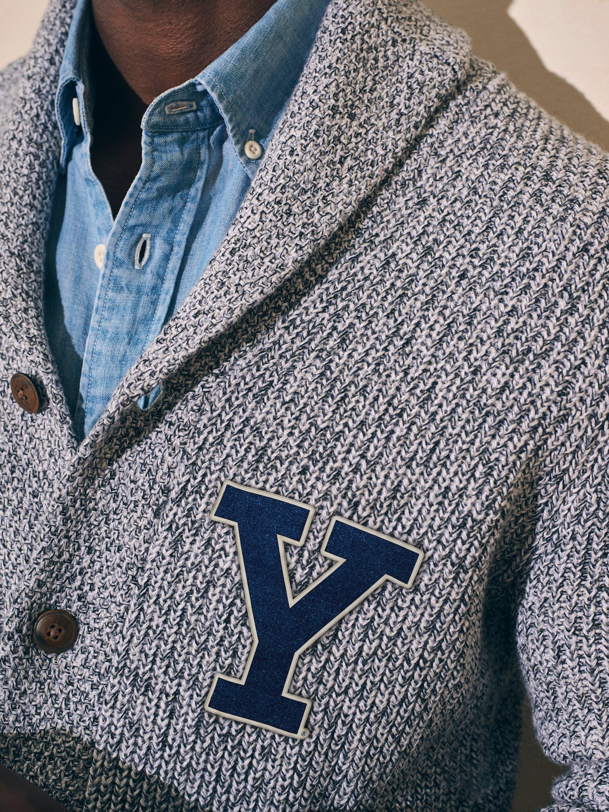 Marled Cotton Yale Logo Cardigan - Light Grey Marl Male Product Image