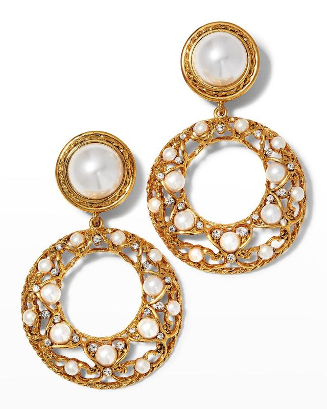 Womens 22K Gold-Plated & Faux Pearl Drop Earrings Product Image