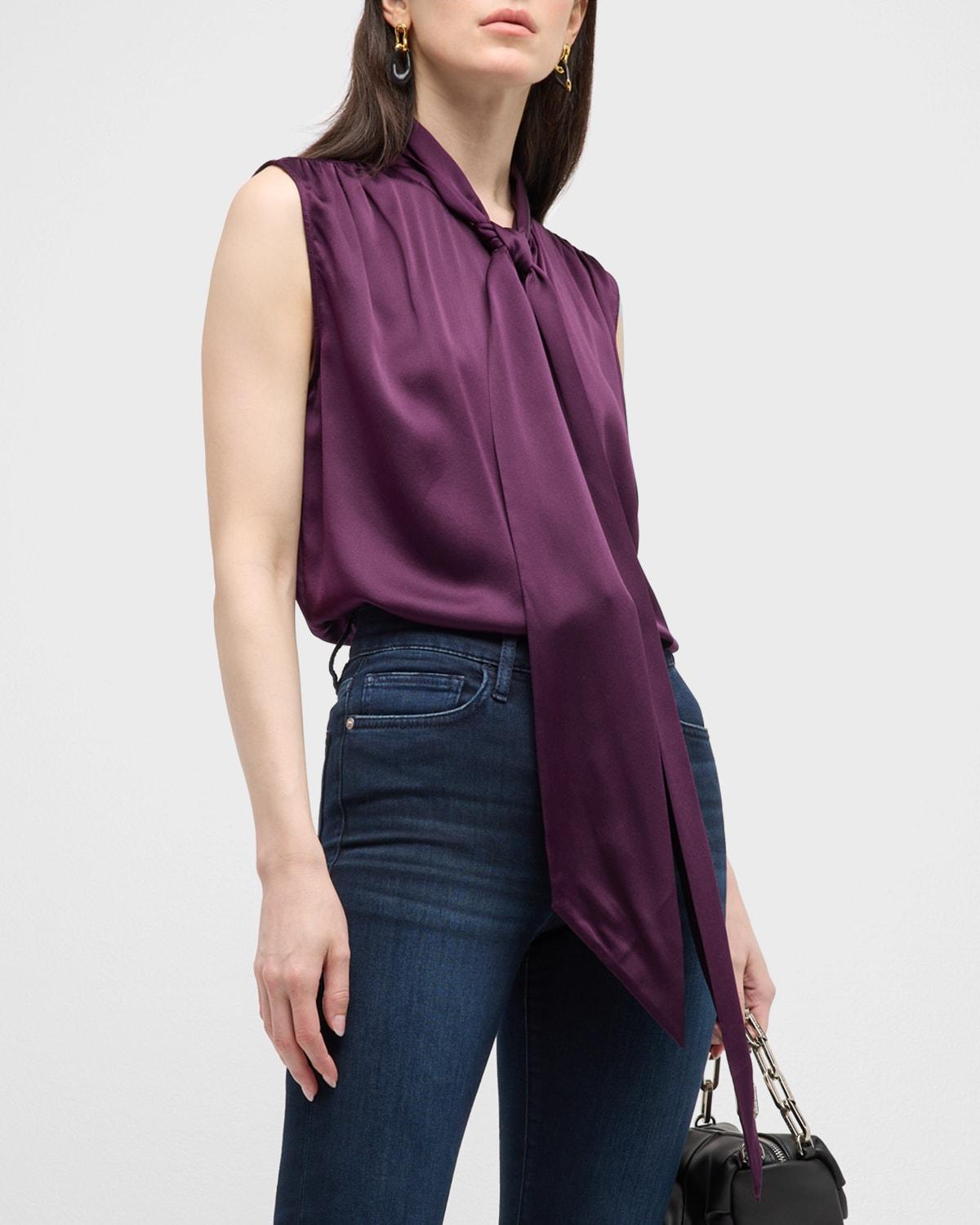 Womens Femme Tieneck Silk Sleeveless Blouse Product Image