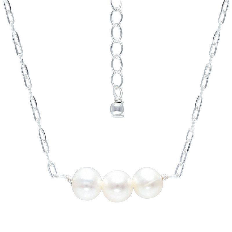 Aleure Precioso Sterling Silver Freshwater Cultured Pearl Chain Necklace, Womens Silver Tone Product Image