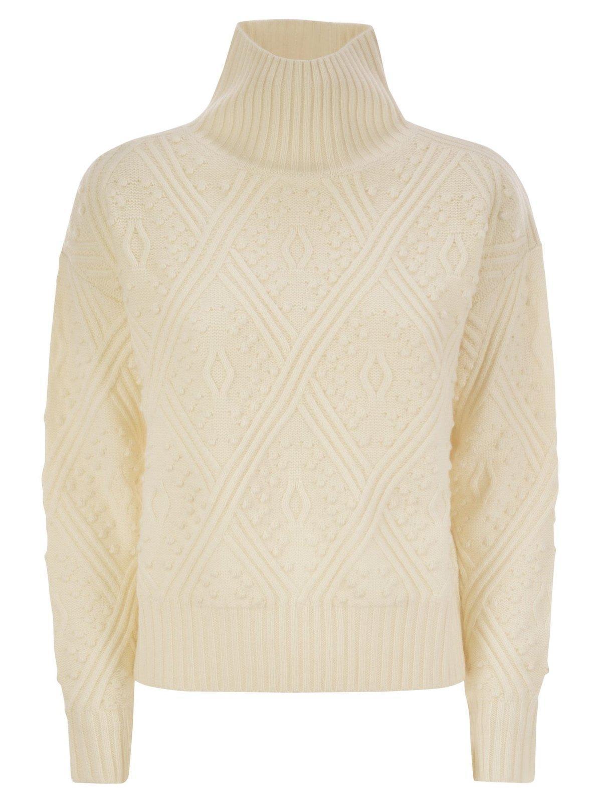 MAX MARA Studio High Neck Knit Jumper In White Product Image