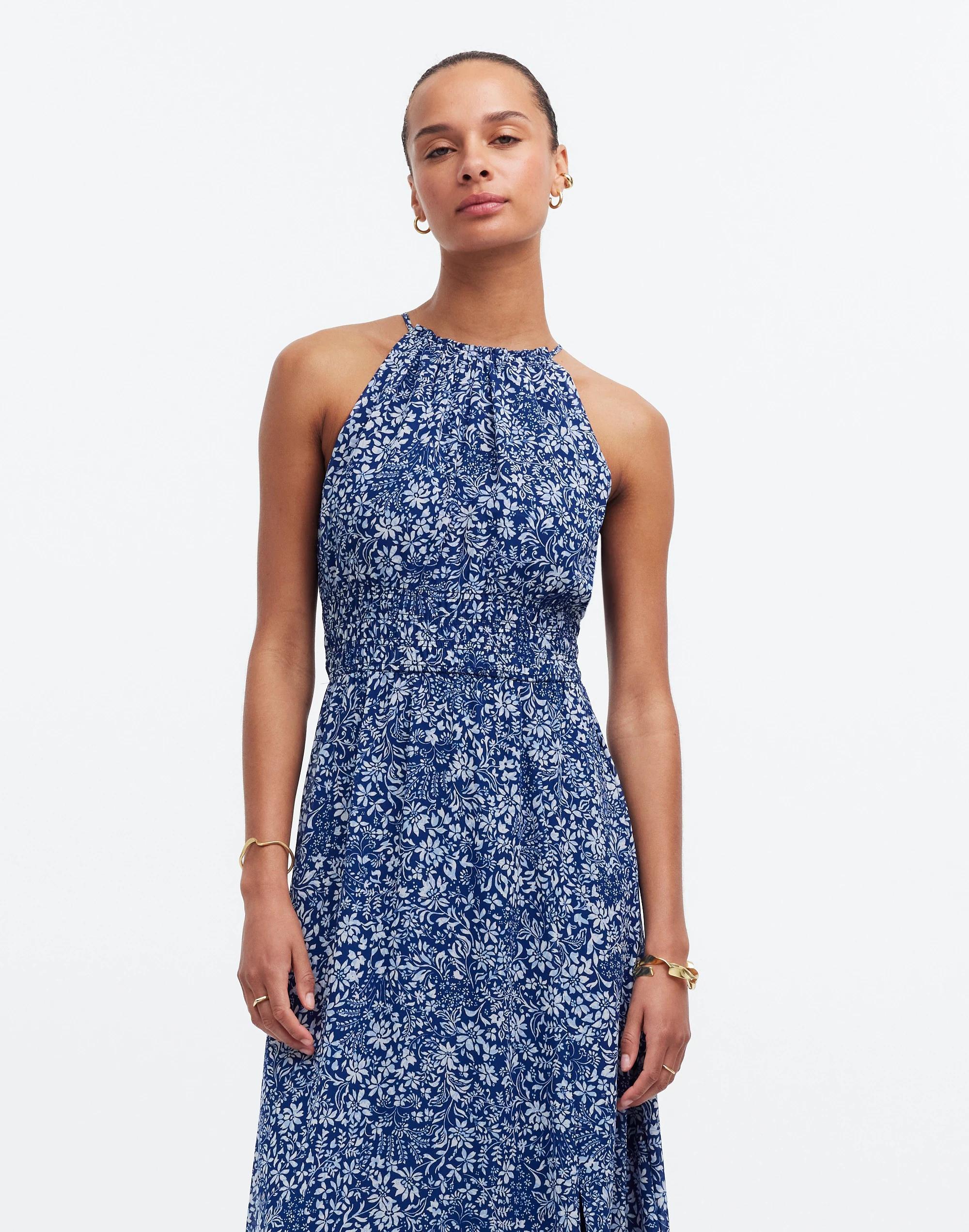 Smocked Halter Midi Dress in Floral Product Image