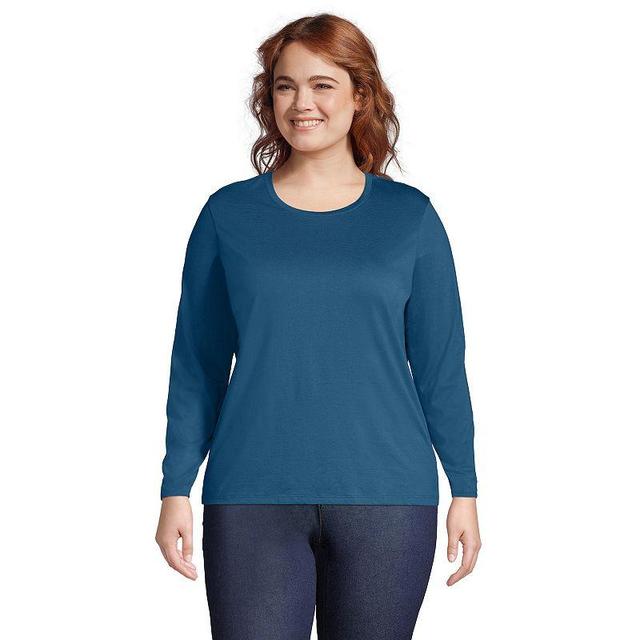 Plus Size Lands End Relaxed Supima Cotton Crewneck Tee, Womens Product Image