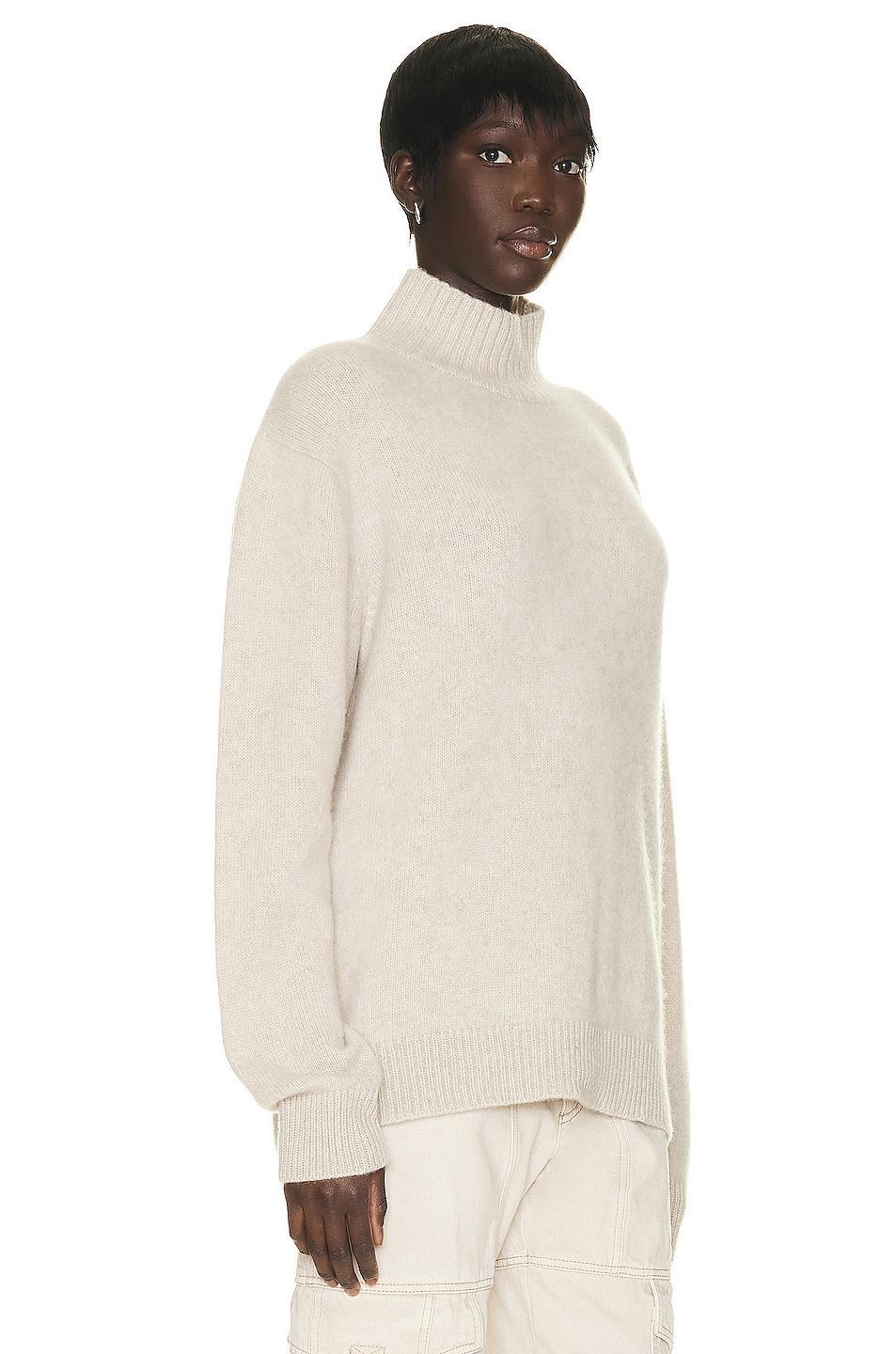 The Elder Statesman Relaxed Turtleneck Sweater in White Product Image