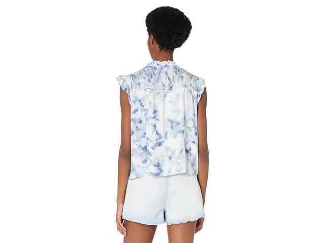 bella dahl Sleeveless Smocked Ruffle Top (Indigo Petal Print) Women's Clothing Product Image