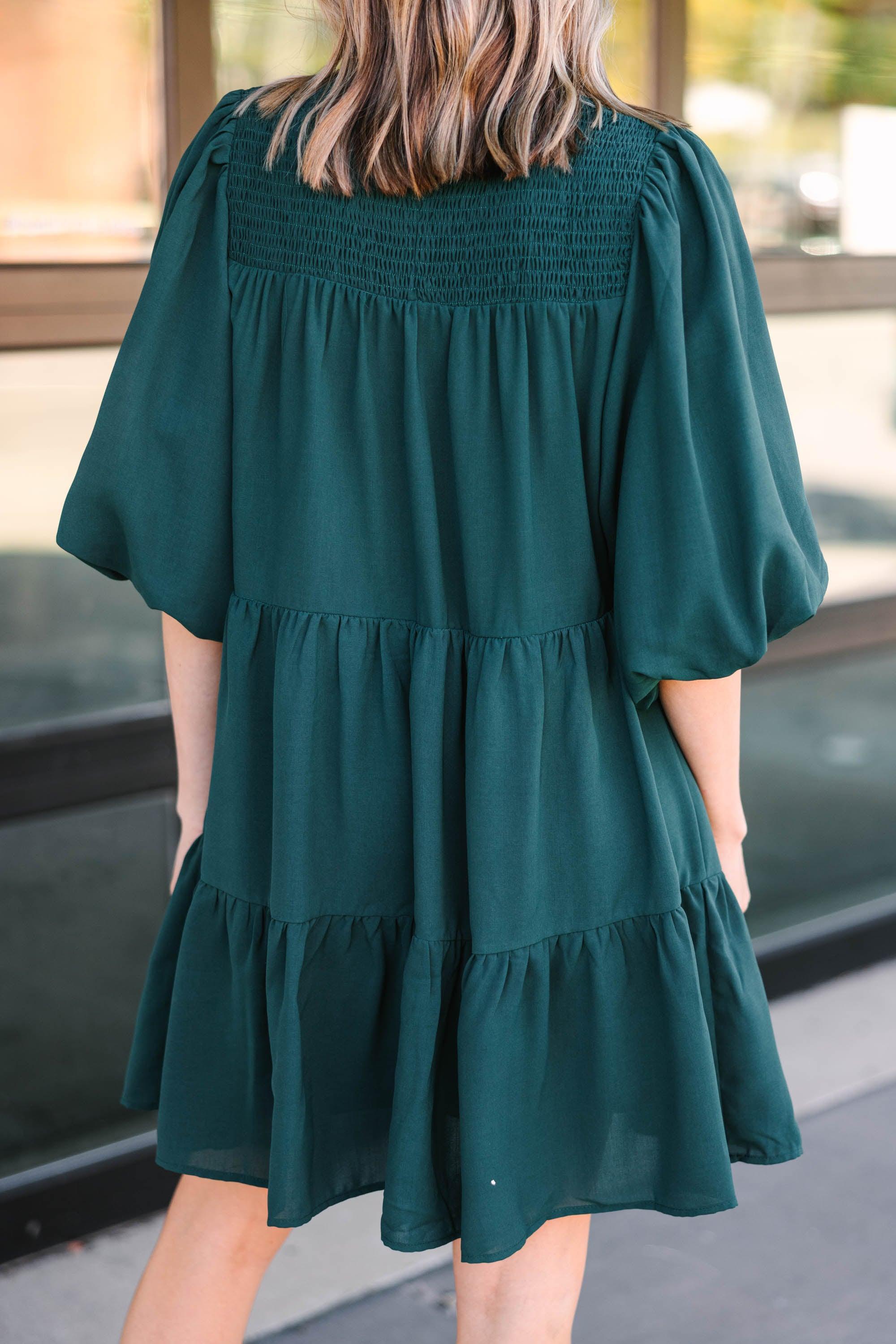 Coming Home Hunter Green Babydoll Dress Female Product Image