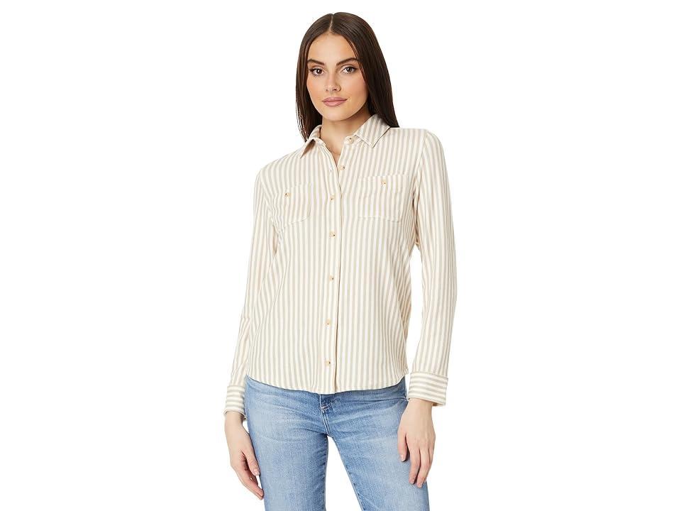 Faherty Legend Sweater Shirt (Tannin Stripe) Women's Clothing product image