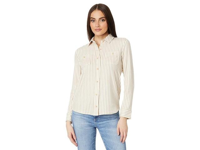 Faherty Legend Sweater Shirt (Tannin Stripe) Women's Clothing Product Image