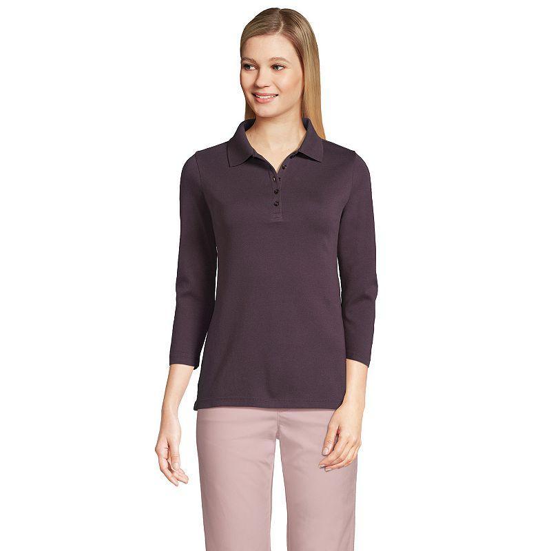 Womens Lands End 3/4-Sleeve Interlock Polo Product Image