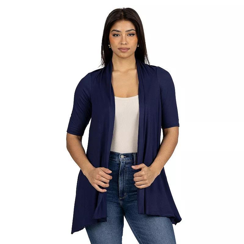 Womens 24Seven Comfort Apparel Loose Fit Open Front Cardigan with Half Sleeve Product Image