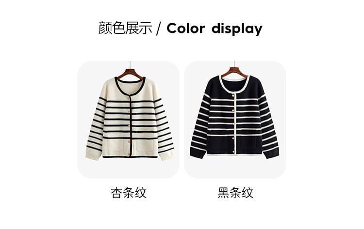 Striped  Button-Up Cardigan Product Image