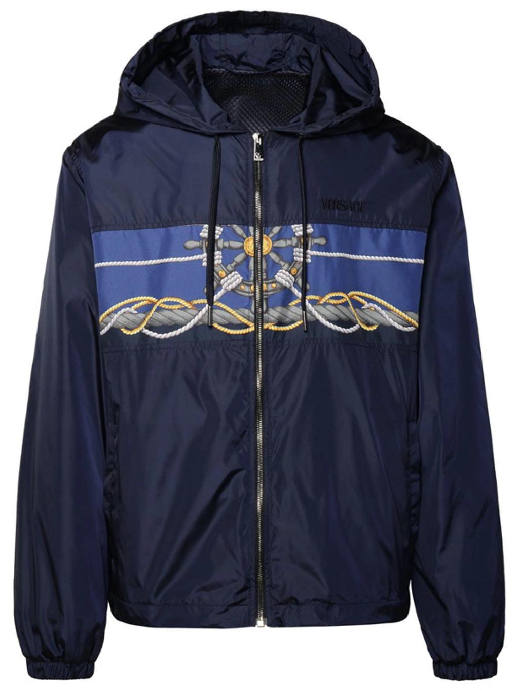 Blouson Technical Fabric And Poly Twill With Nautical Print + Writing Embroidery In Multicolor Product Image