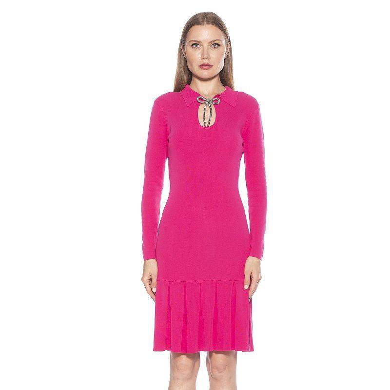 Womens ALEXIA ADMOR Sloane Long Sleeve Fit And Flare Knit Dress Product Image