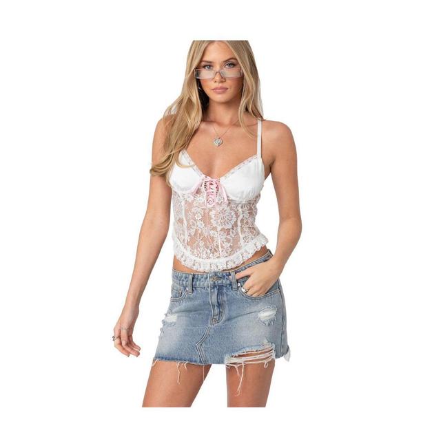 Edikted Womens Rhea Sheer Lace Tank Top Product Image