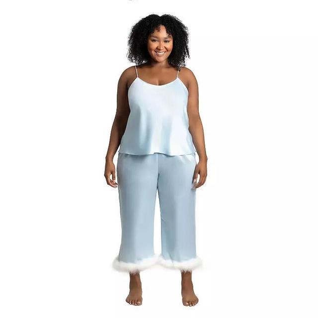 Plus Size Lilac+London 2-pc. Satin Pajama Cami & Cropped Pajama Pants Sleep Set, Womens Product Image