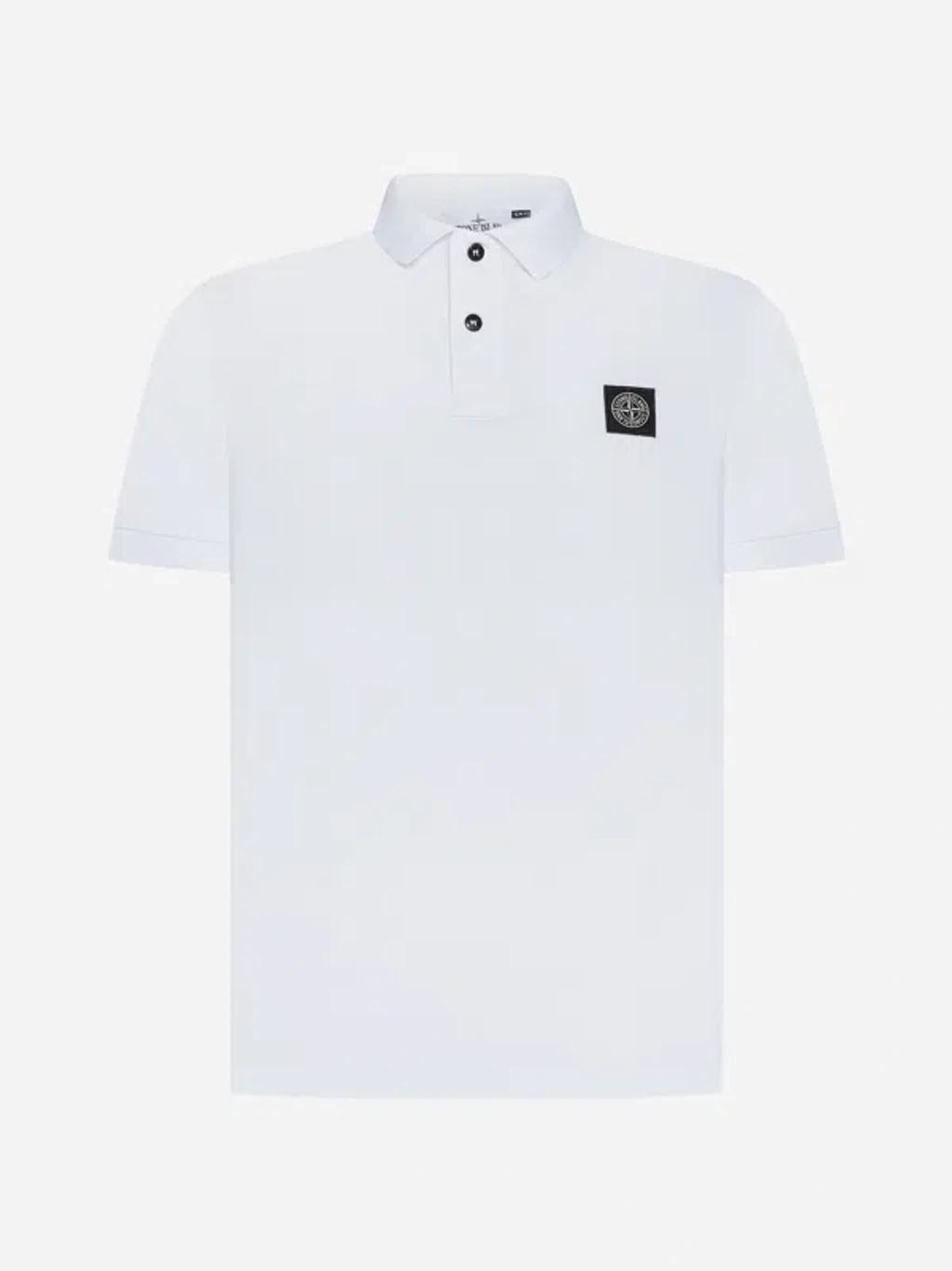 Logo-patch Short-sleeved Polo Shirt In White Product Image