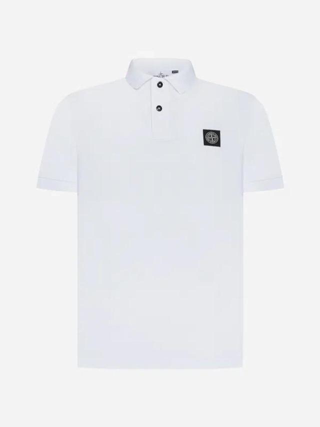 Logo-patch Short-sleeved Polo Shirt In White Product Image