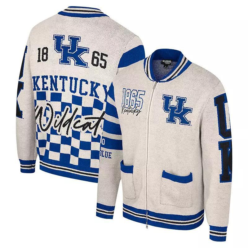 Womens Colosseum Cream Kentucky Wildcats Jacquard Full-Zip Sweater Product Image