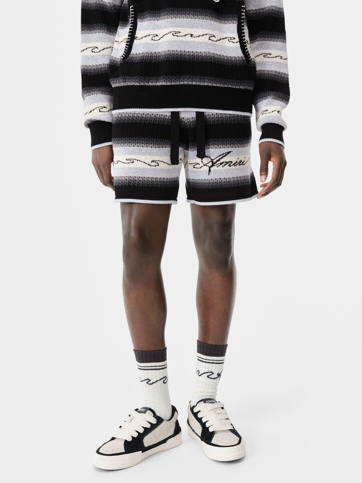 AMIRI WAVE BAJA STRIPE SHORT - Black Male Product Image