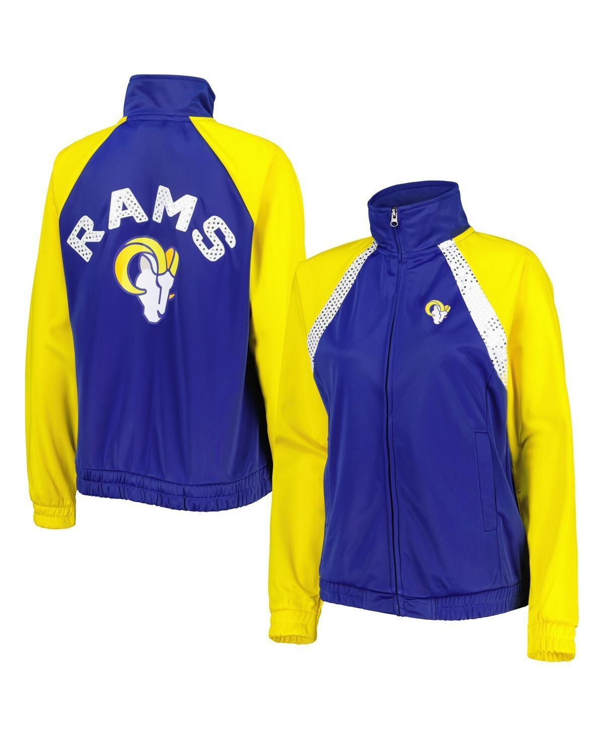 Women's G-III 4Her by Carl Banks Royal/Gold Los Angeles Rams Confetti Raglan Full-Zip Track Jacket Product Image