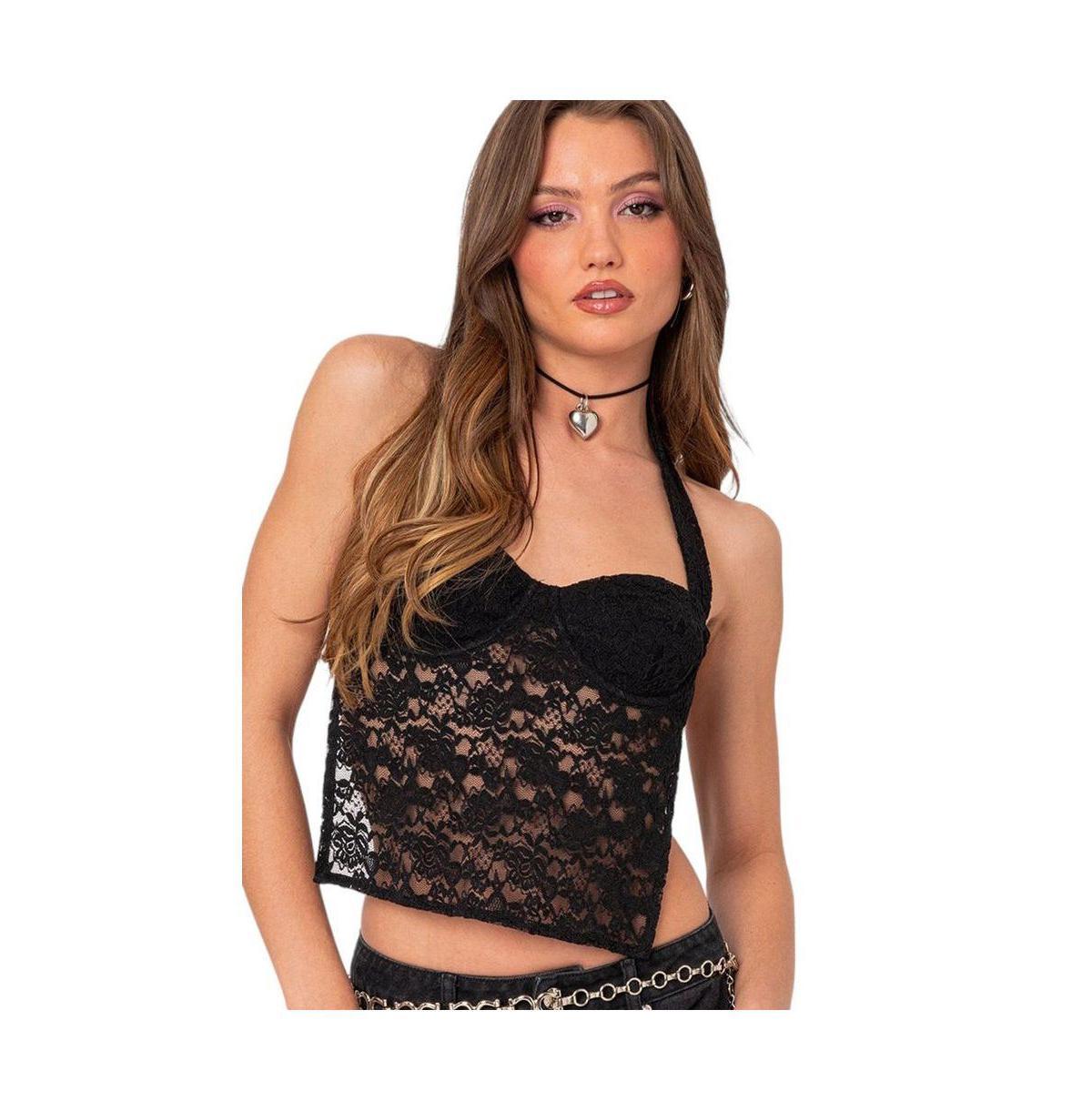 Women's Myrah open back sheer lace corset Top Product Image