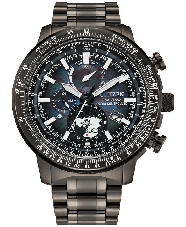 Citizen Eco-Drive Mens Chronograph Promaster Geo Trekker Gray-Tone Stainless Steel Bracelet Watch 46mm Product Image