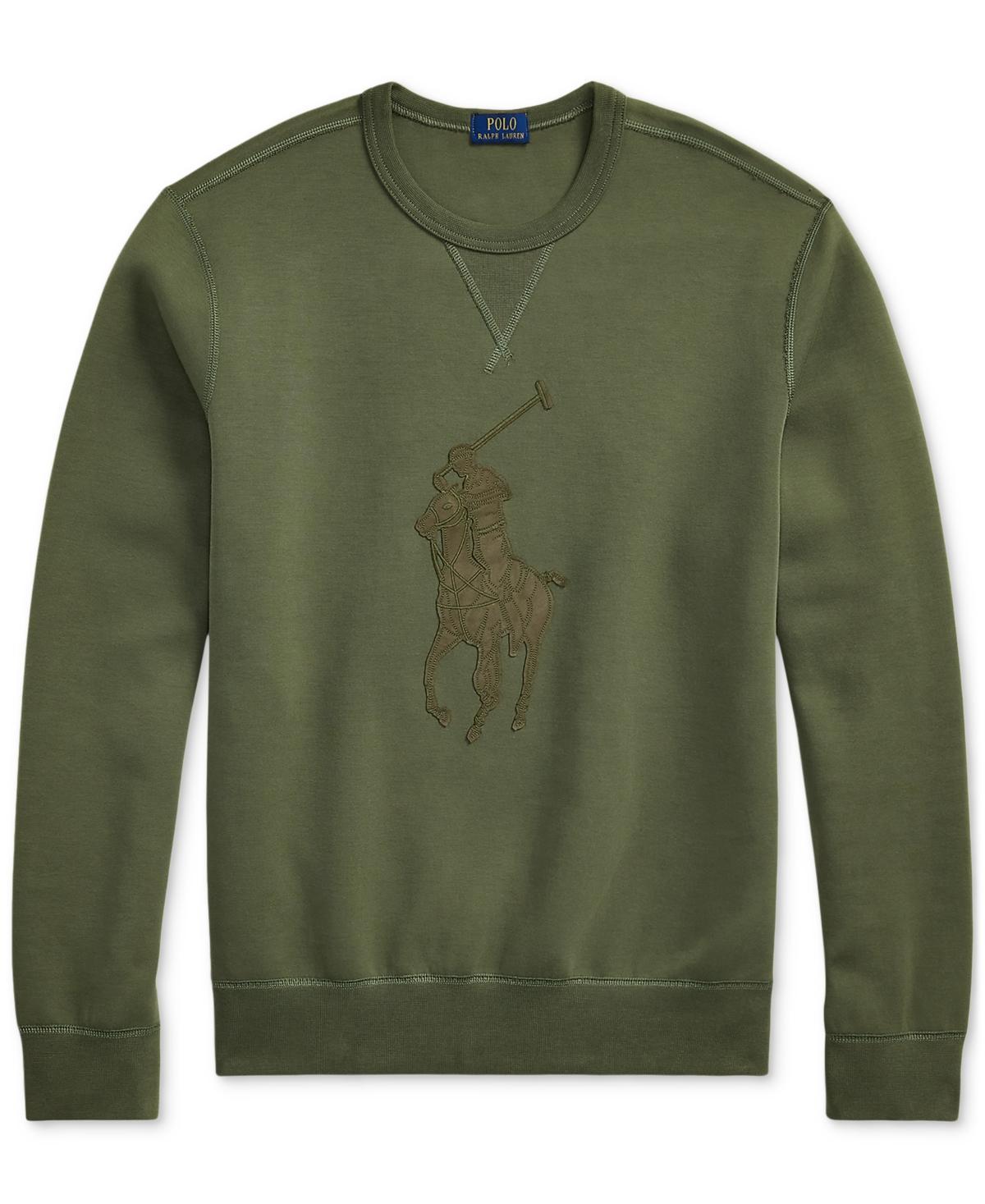 POLO RALPH LAUREN Men's Leather-pony Double-knit Sweatshirt In Thermal Green Product Image