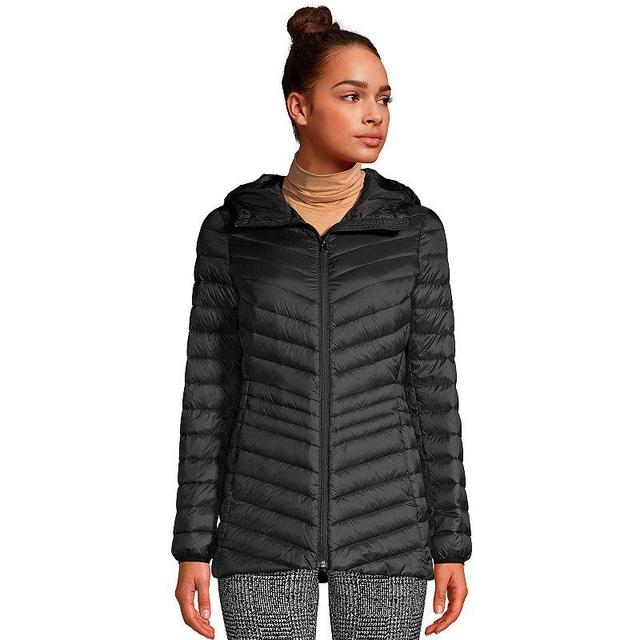 Womens Lands End Hooded Down Wanderweight Ultralight Packable Jacket Product Image