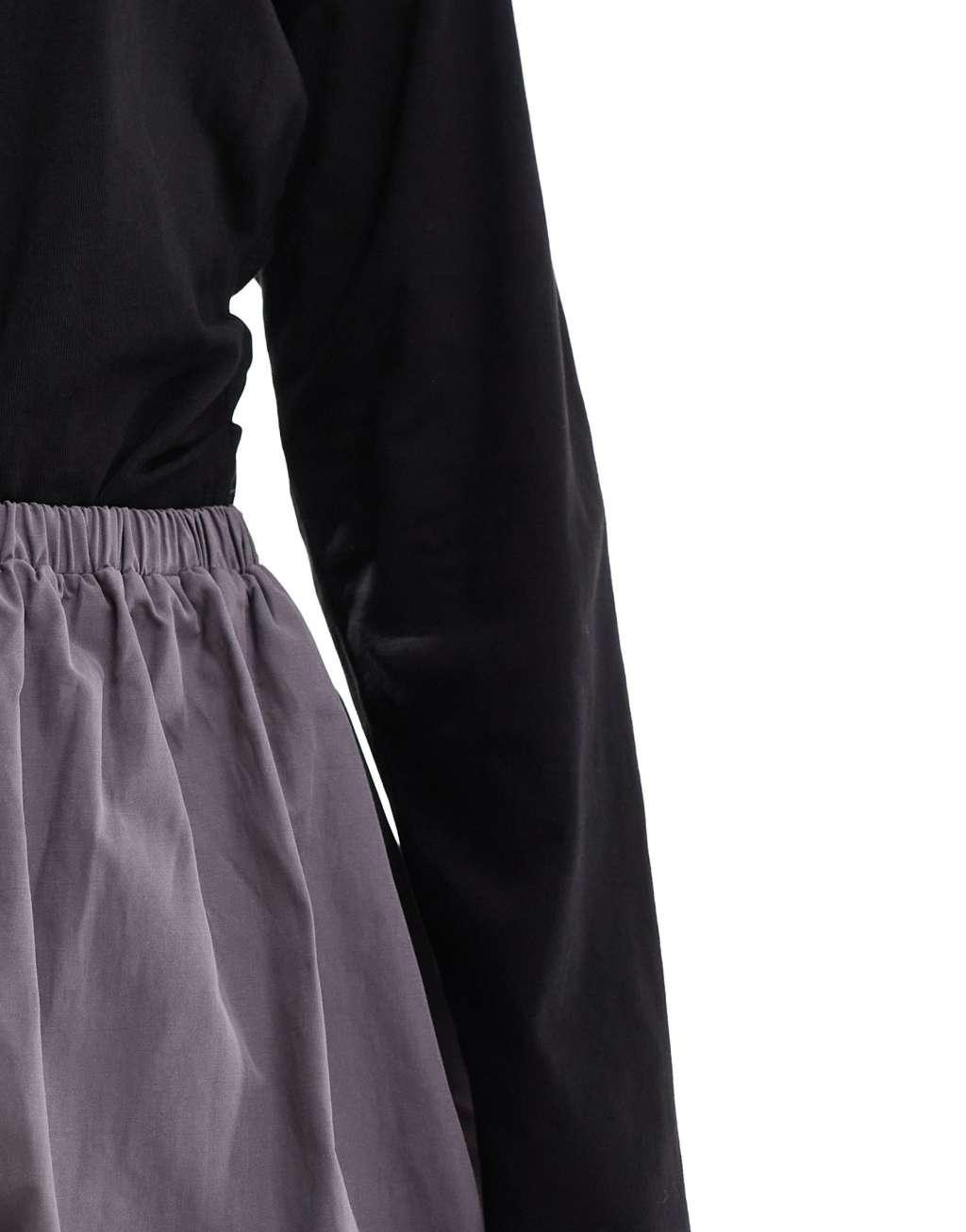 ASOS DESIGN mini puffball skirt in gray Product Image