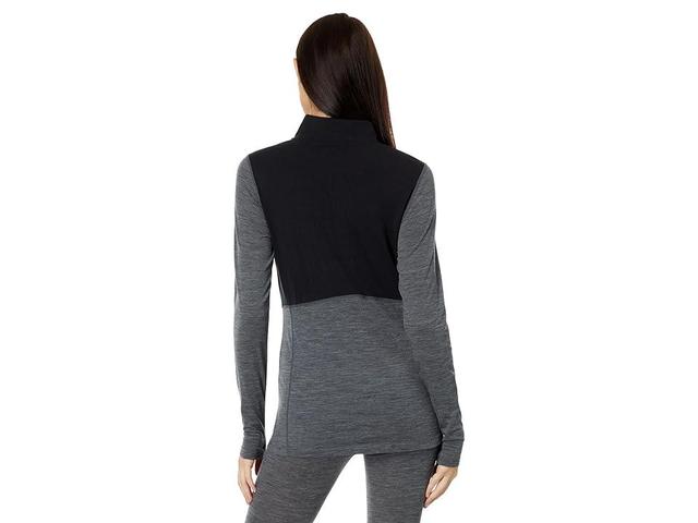 Hot Chillys Clima-Wool Zip-T (Grey Heather/Black) Women's Clothing Product Image