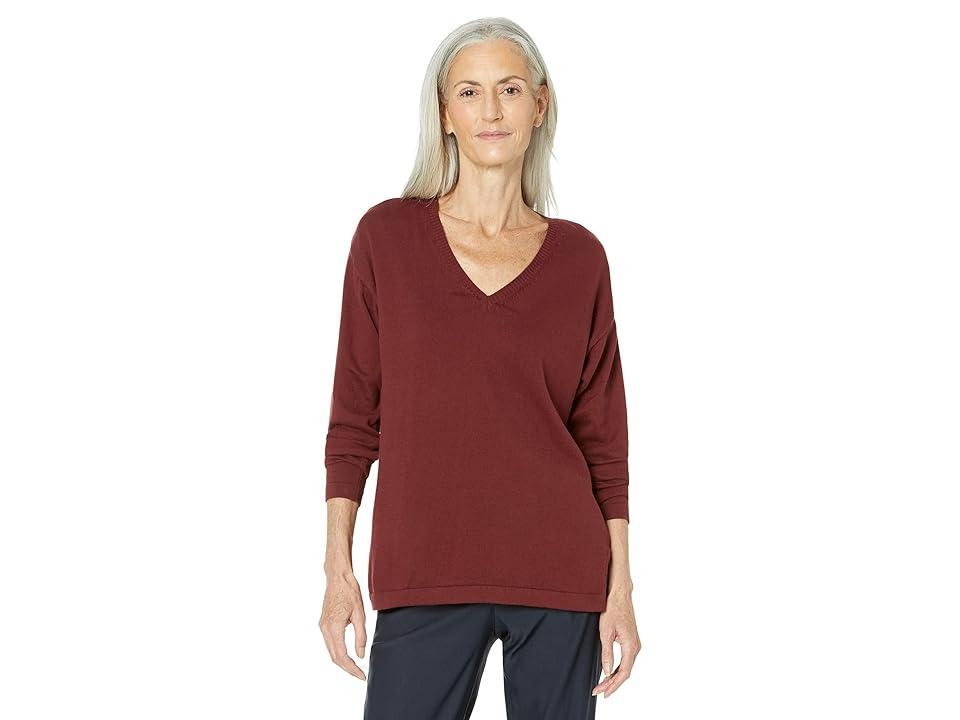 Lisette L Montreal Casey Cotton V-Neck Sweater (Merlot) Women's Sweater Product Image