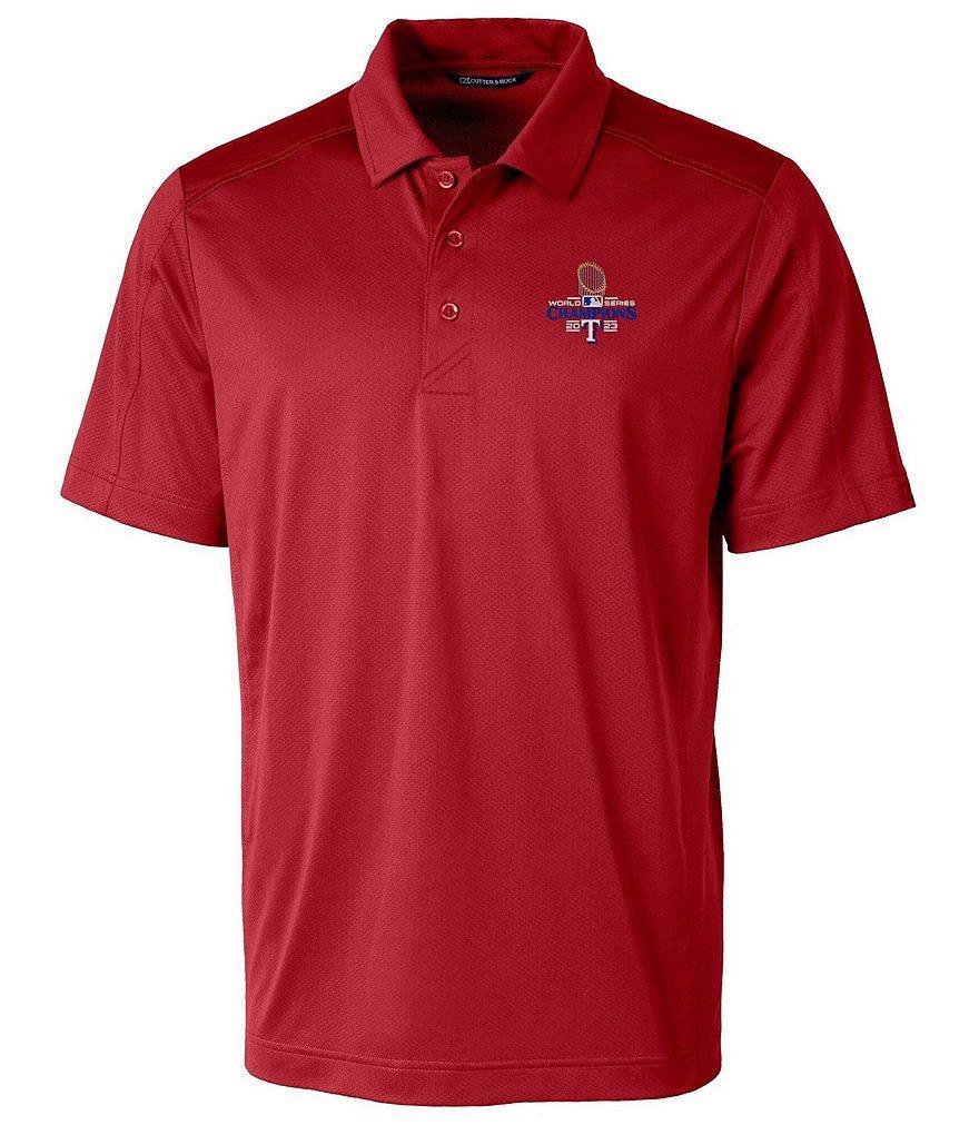 Cutter & Buck MLB Texas Rangers 2023 World Series Champions Prospect Textured Stretch Short Sleeve Polo Shirt Product Image