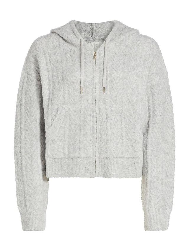 Womens Cable-Knit Zip Hoodie Product Image