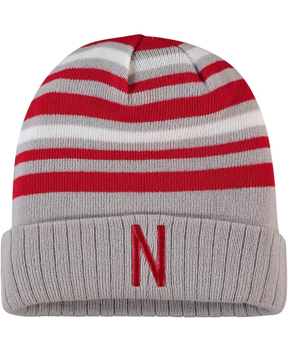 Mens Top of the World Gray and Scarlet Nebraska Huskers All Day Cuffed Knit Hat - Gray Product Image