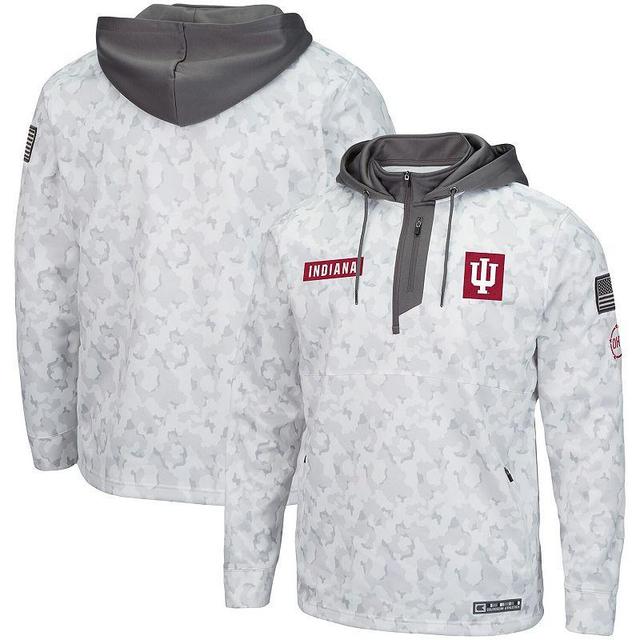 Mens Colosseum Arctic Camo Indiana Hoosiers OHT Military Appreciation Quarter-Zip Hoodie Product Image