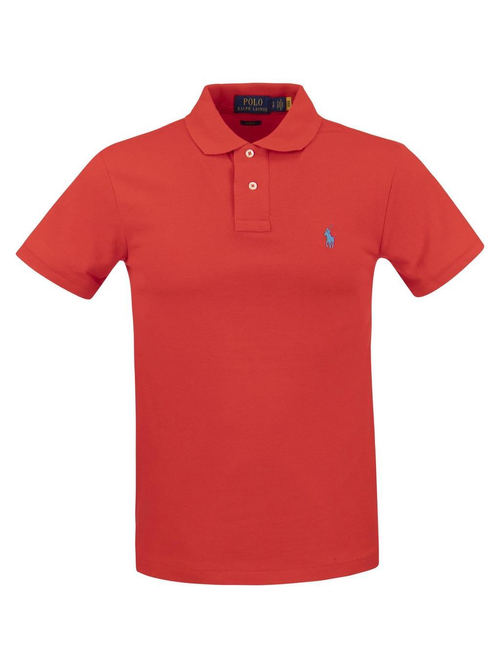 Slim Fit Pique Polo Shirt In Red Product Image