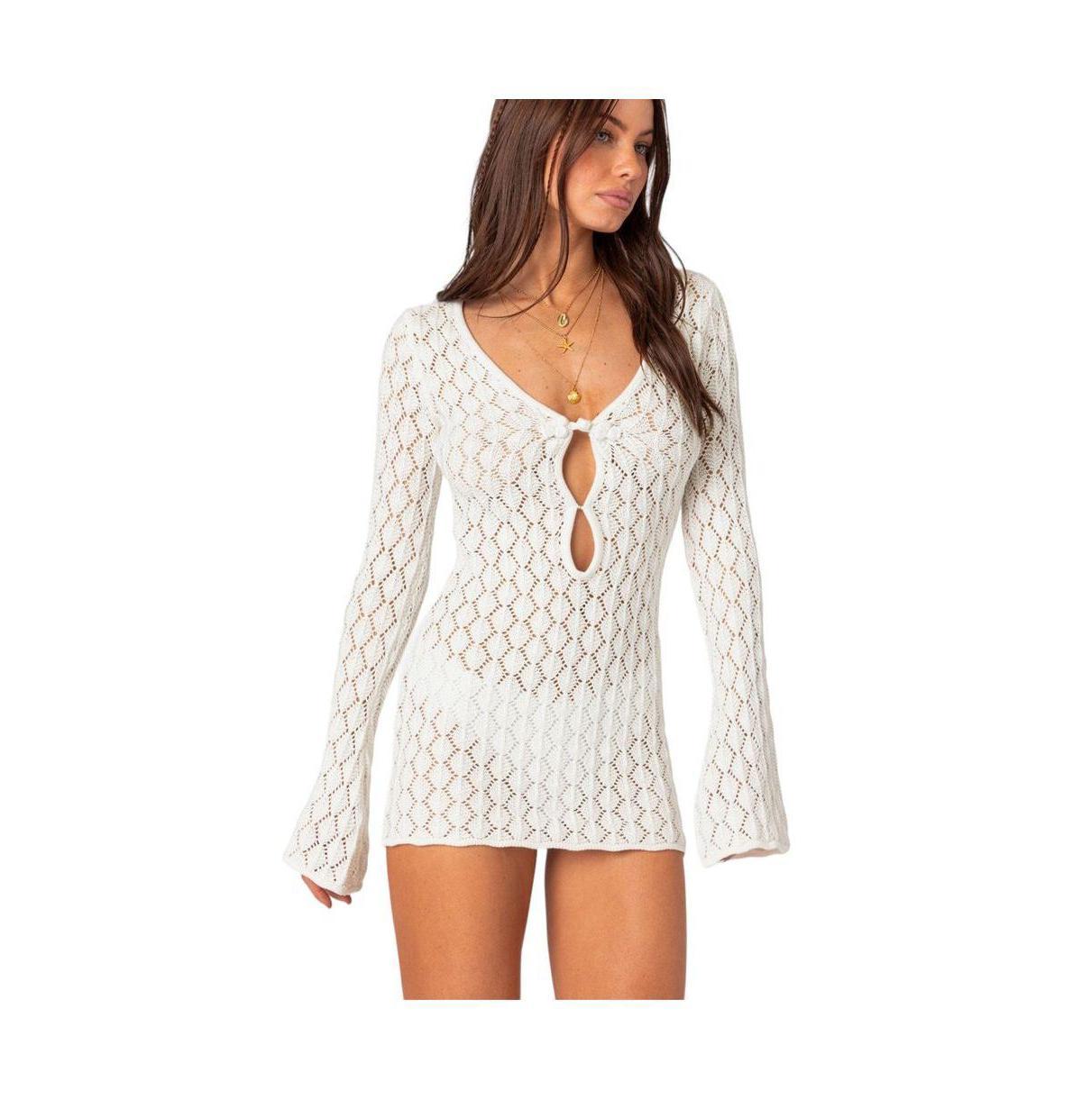 Edikted Womens Brie Cut Out Crochet Mini Dress Product Image