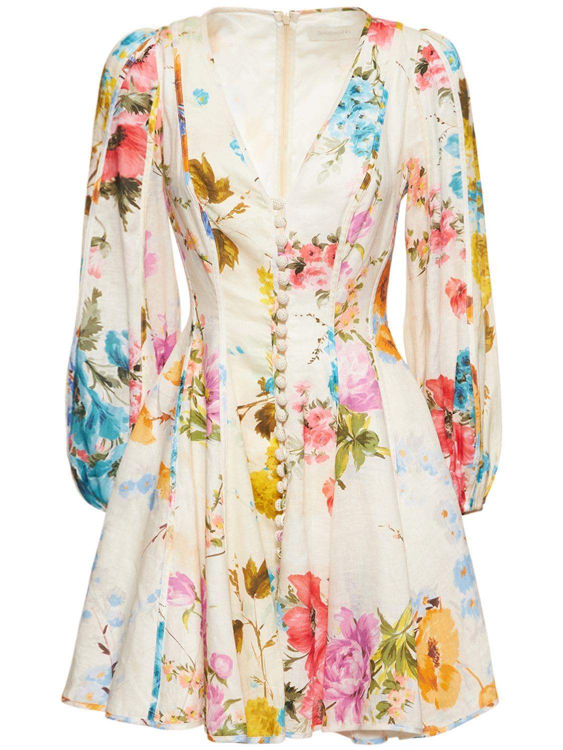 Halcyon Floral Panelled Mini Dress In Multicolour Product Image