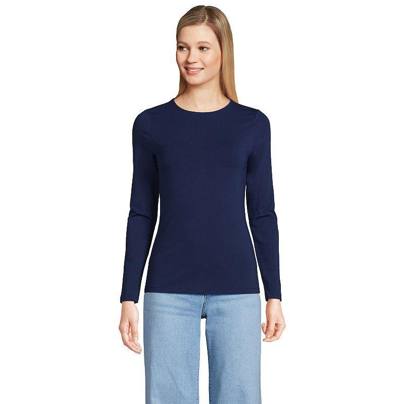 Lands End Plus Size Long Sleeve Lightweight Jersey Crew Neck Top Product Image