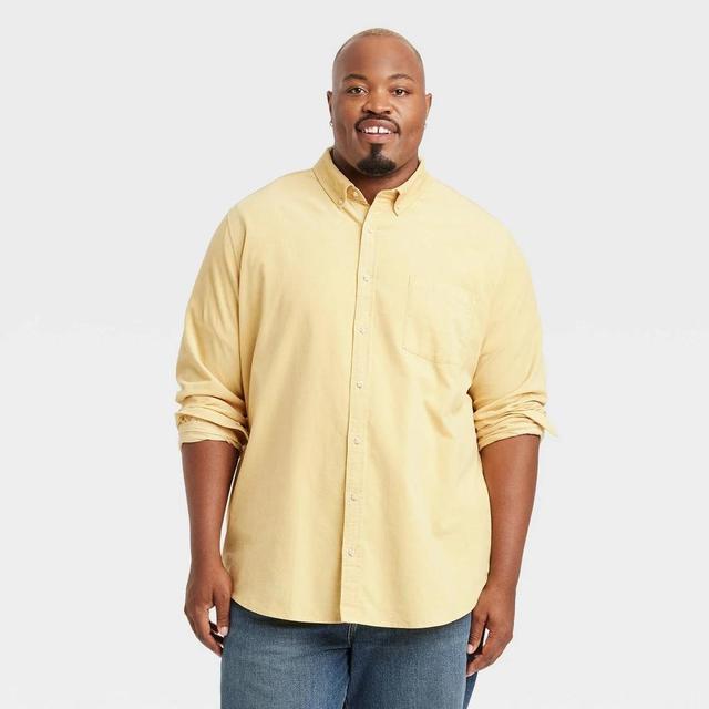 Mens Big & Tall Long Sleeve Mid-Weight Corduroy Button-Down Shirt - Goodfellow & Co Gold XLT Product Image