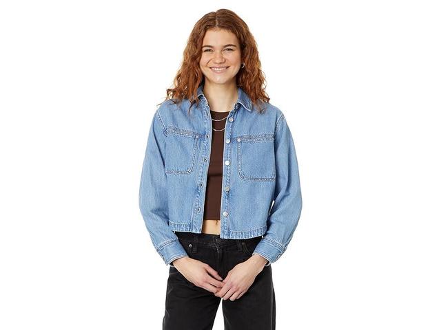 Madewell Long-Sleeve Crop Shirt in Dayview Wash (Dayview Wash) Women's Clothing Product Image