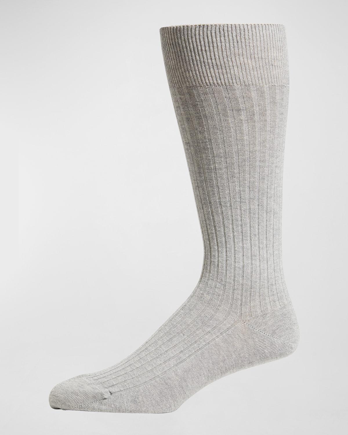 Mens Ribbed Cotton Crew Socks Product Image