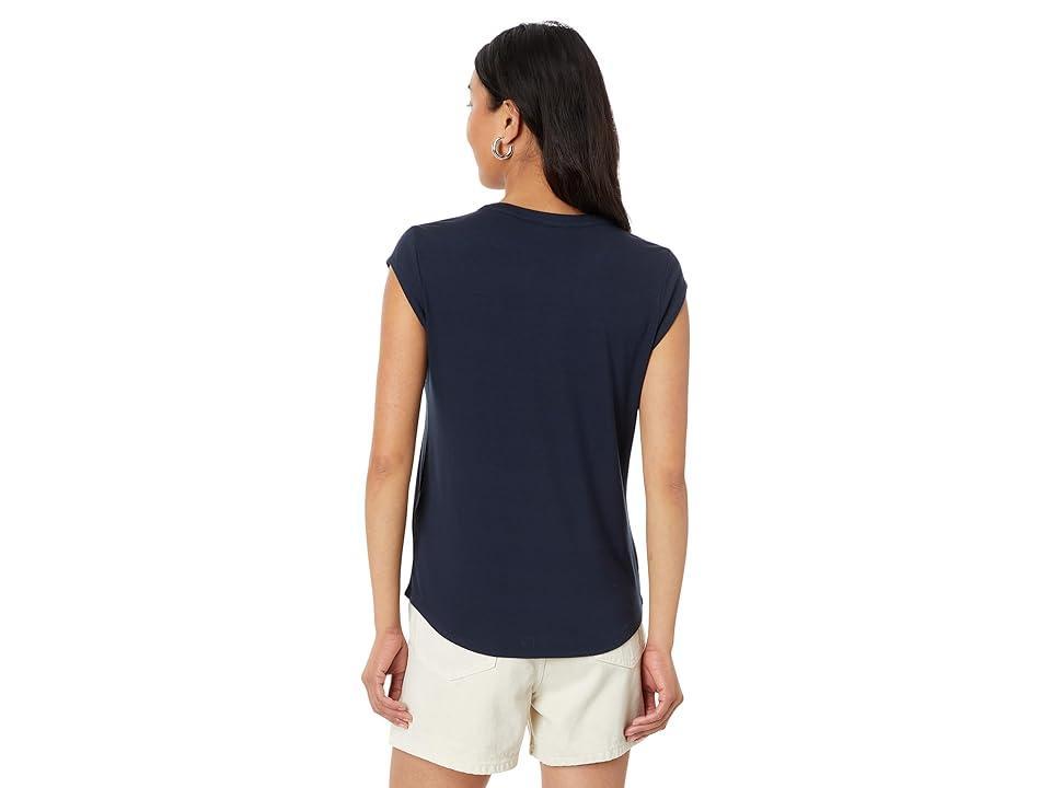 Tommy Hilfiger Split Neck Blouse (Sky Captain) Women's Clothing Product Image