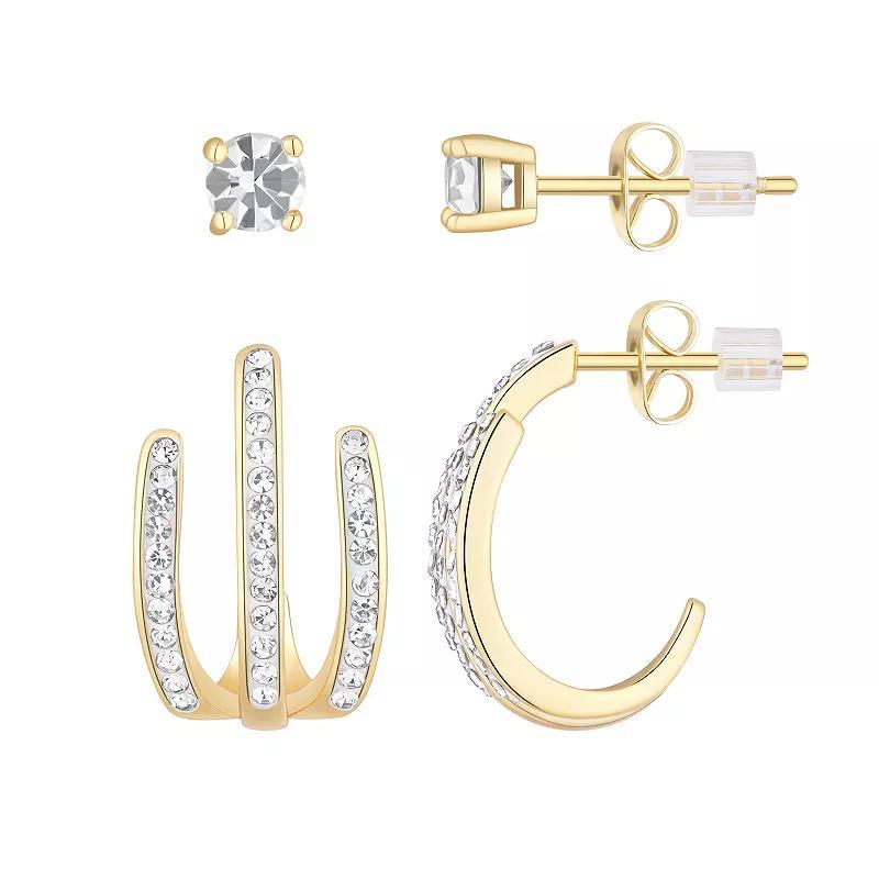 Chrystina Crystal Stud & Post Hoop Earring Duo Set, Womens, White Product Image