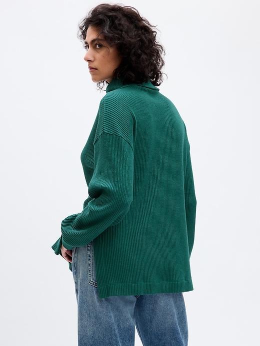 24/7 Split-Hem Waffle Turtleneck T-Shirt Product Image